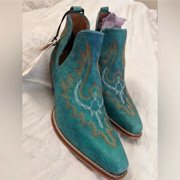 Myra Bag Teal and Gold Ankle Boots - Picture 4 of 4
